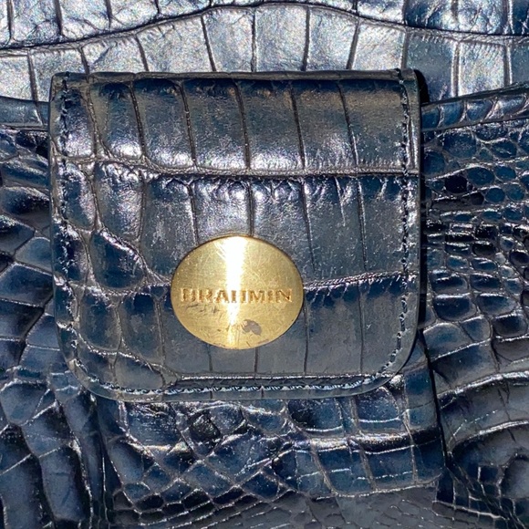 Brahmin Vintage Croc Embossed Leather Zip Top Shoulder Bag EVC - Picture 2 of 16